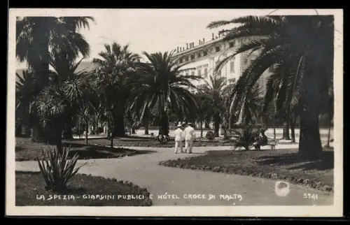 AK La Spezia, Giardini Pubblici e Hôtel Croce di Malta