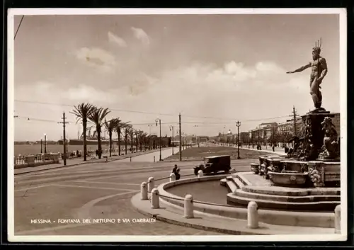 AK Messina, Fontana del Nettuno e Via Garibaldi