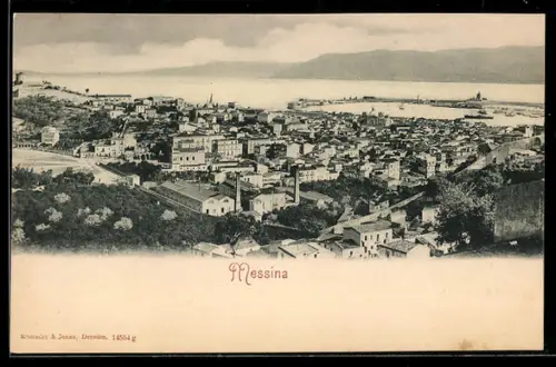AK Messina, Panorama mit Strassenpartie