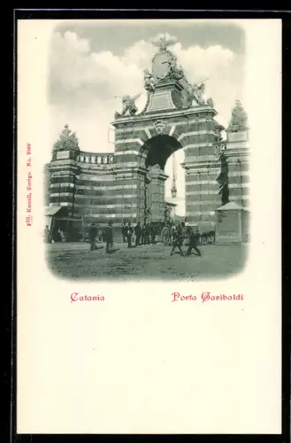AK Catania, Porta Garibaldi con persone e carrozze