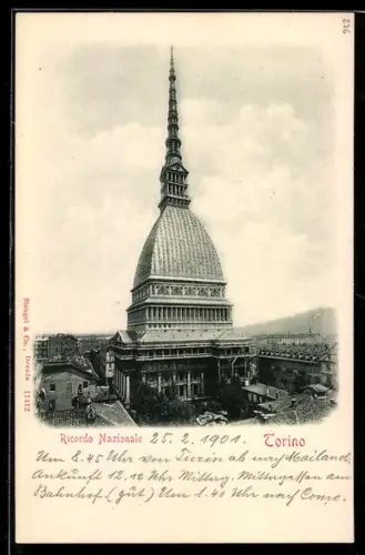 AK Torino, Mole Antonelliana in una vista storica, Ricordo Nazionale