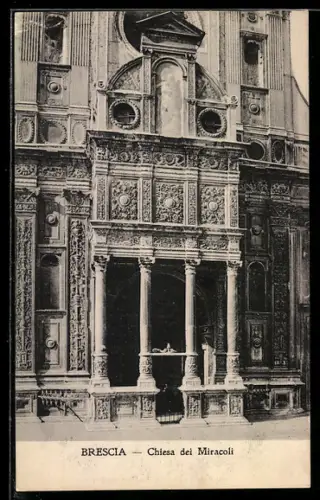 AK Brescia, Chiesa dei Miracoli, dettaglio della facciata decorata