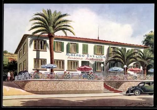 AK Sanremo, Albergo Eveline con terrazza e palme