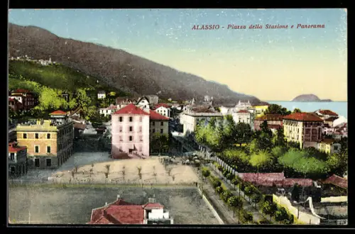 AK Alassio, Piazza della Stazione e Panorama