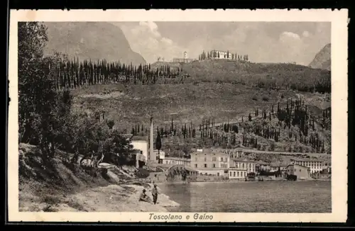 AK Gaino /Toscolano, Vista panoramica sul paesaggio collinare e il lago