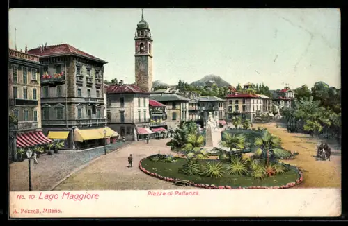 AK Pallanza /Lago Maggiore, Piazza di Pallanza con giardino e campanile