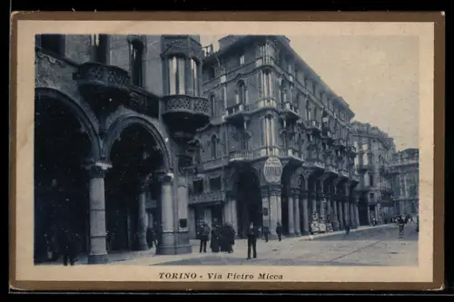 AK Torino, Via Pietro Micca con architettura storica e passanti