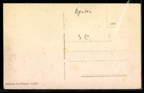 AK Lecce, Via Plebiscito Fascisti con passanti e edifici storici