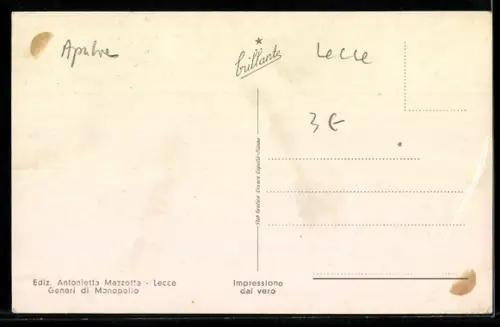 AK Lecce, Via Plebiscito Fascista con passanti e edifici storici