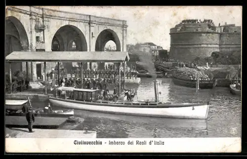 AK Civitavecchia, Imbarco dei Reali d`Italia