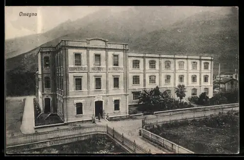 AK Omegna, Ospedale Militare di Riserva con giardino e montagna sullo sfondo