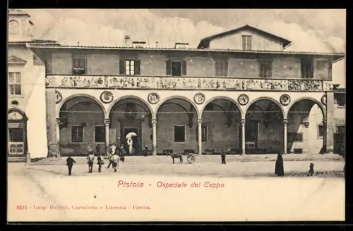 AK Pistoia, Ospedale del Ceppo con portico e persone sul piazzale