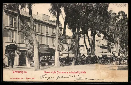 AK Ventimiglia, Piazza della Stazione e principali Hôtels