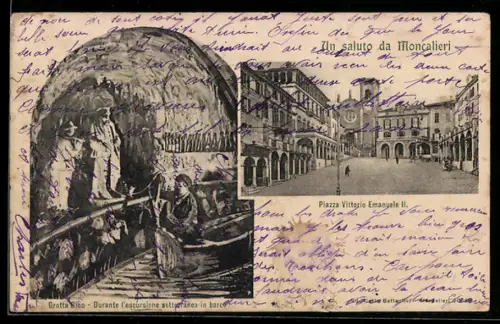 AK Moncalieri, Piazza Vittorio Emanuele II e Grotta Siso con barca