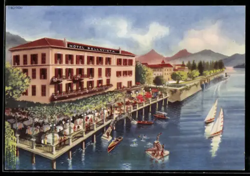 Künstler-AK Menaggio, Hotel Bellavista am Comer See