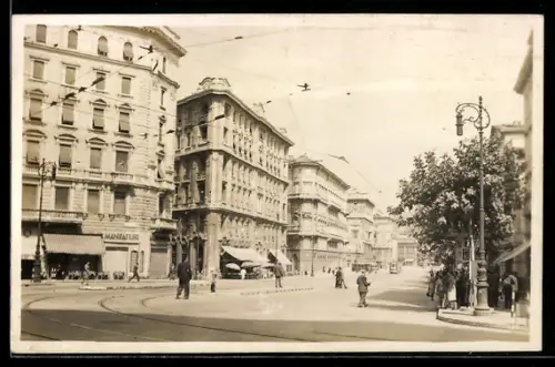 AK Trieste, Via G. Carducci, Strassenbahn
