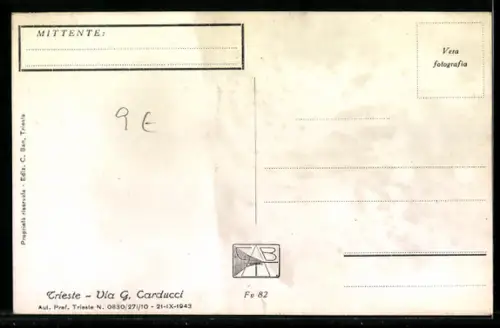 AK Trieste, Via G. Carducci, Strassenbahn