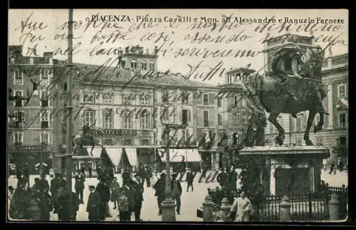 AK Piacenza, Piazza Cavalli e Mon. ad Alessandro e Ranunzio Farnese