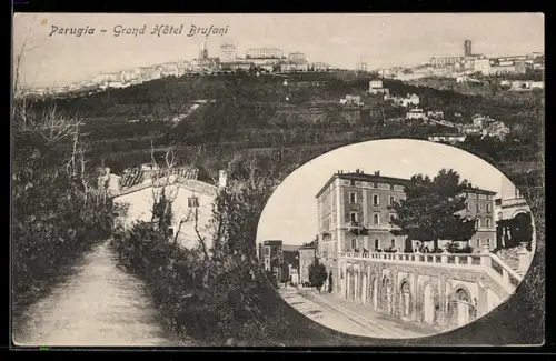 AK Perugia, Grand Hotel Brufani, Totalansicht aus der Ferne