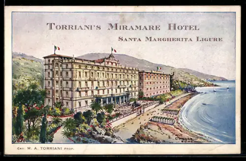 Künstler-AK Santa Margherita Ligure, Torriani`s Miramare Hotel