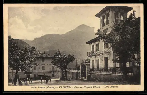 AK Valdieri /Valle Gesso, Piazza Regina Elena, Villa Bianco