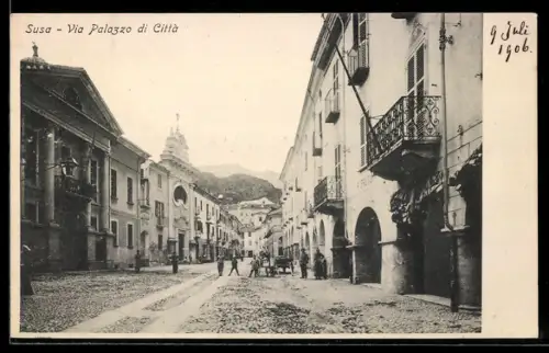 AK Susa, Via Palazzo di Città, Strassenpartie