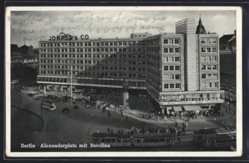 AK Berlin, Alexanderplatz, Berolina, Strassenbahn