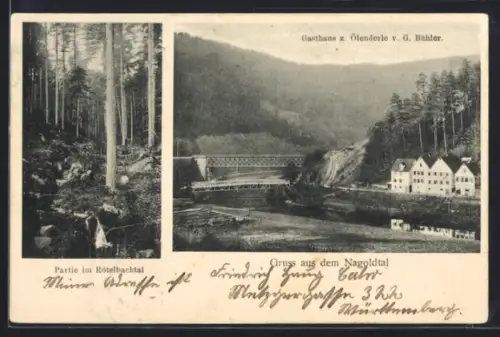 AK Calw, Gasthaus z. Ölenderle v. G. Bühler, Partie im Rötebachtal