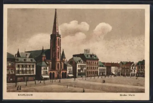 AK Saarlouis, Grosser Markt, Panorama