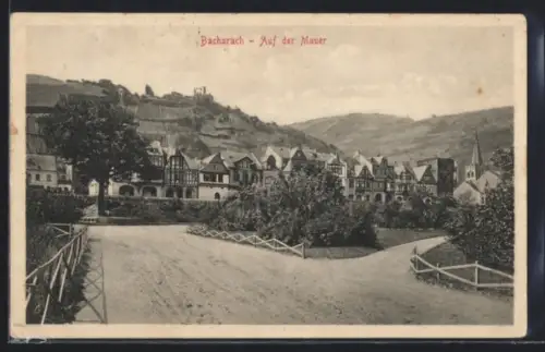 AK Bacharach, Auf der Mauer, Ortspartie