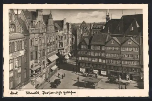 AK Kiel, Markt u. Persianische Häuser aus der Vogelschau