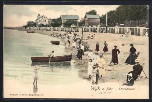 AK Wyk a. Föhr, Strandleben, Badehäuser, Gebäude, Wald