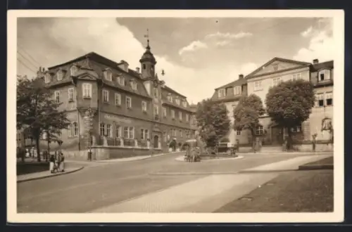AK Bad Ilmenau /Thür. Wald, Markt mit Goethe-Schlösschen