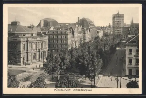 AK Düsseldorf, Hindenburgwall aus der Vogelschau