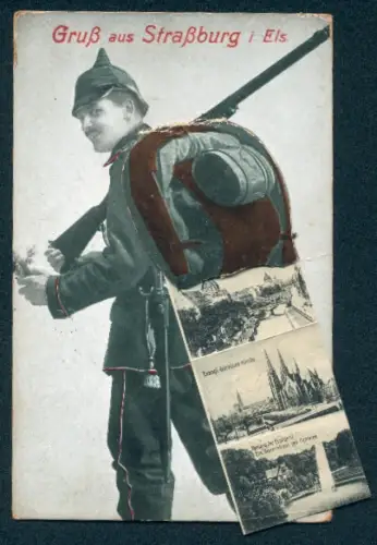 Leporello-AK Strassburg i. Els., Münster, Partie am Kleberplatz und Stadttheater