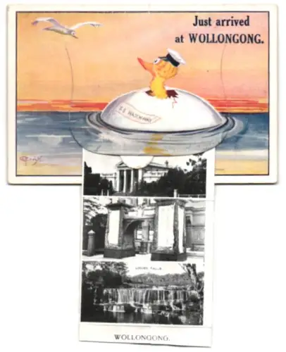 Leporello-AK Wollongong, Port Kembla, Continental Baths, Fairy Creek in Stuart Park