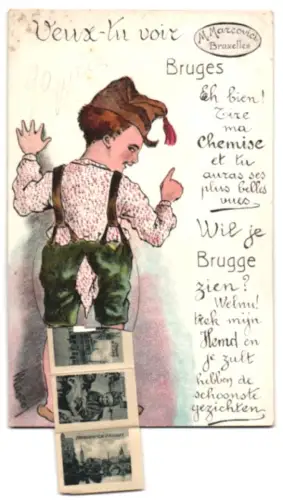 Leporello-AK Bruges, Les Trois Tours, Palais du Franc, Chapelle du St. Sang