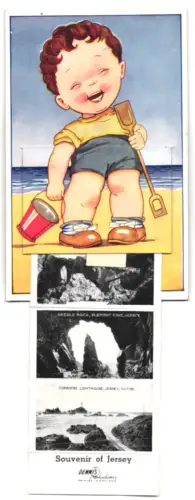 Leporello-AK Jersey, St. Aubin, Havre-des-Pas, Mont Ourgueil Castle