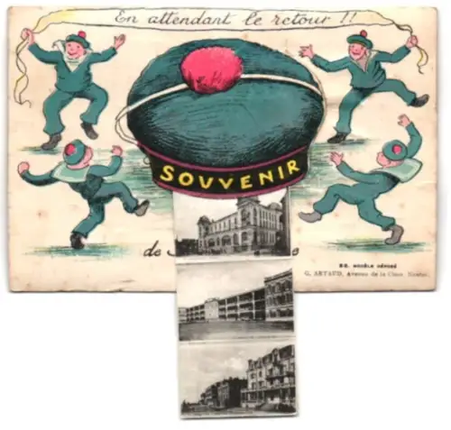 Leporello-AK Berck-Plage, Le Casino, Hôpital Carim Perchaud, l`esplanade