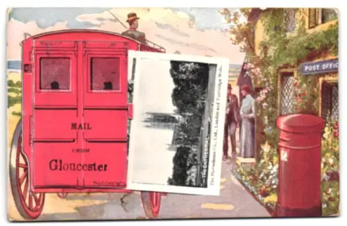 Leporello-AK Gloucester, Bishop Hoopers Monument, The Cathdral, Oldhouse