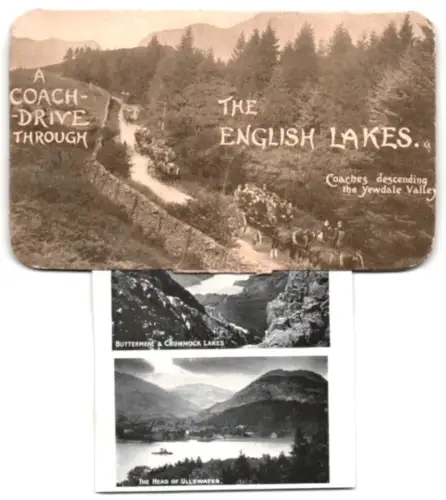 Leporello-AK Grasmere, Lake and Village, Coniston Water and Old Man