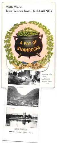 Leporello-AK Killarney, Dinis Cottage, Muckrooss Abbey, Ross Castle