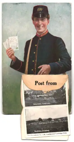 Leporello-AK Worthing, Bandstand, Broadway, Heene Terrace, Postbote