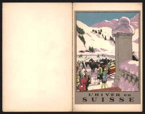 Klapp-AK Office suisse du Tourisme, Zurich ou Lausanne, L`Hiver en Suisse