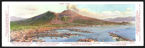 Klapp-AK Neapel, Panorama mit Hafen und Vesuv, Vulkan