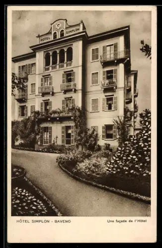 AK Baveno /Lago Maggiore, Hôtel Simplon, Une facade de l`Hôtel