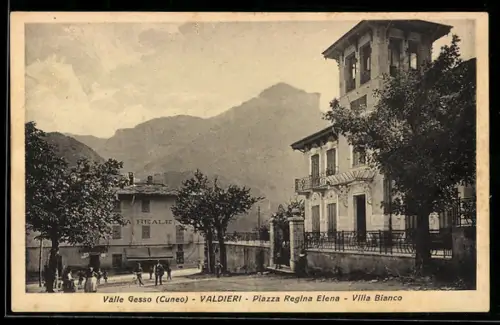 AK Valdieri /Valle Gesso, Piazza Regina Elena, Villa Bianco