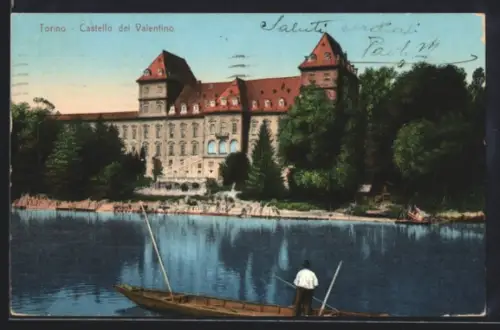 AK Torino, Castello del Valentino e barca sul fiume Po