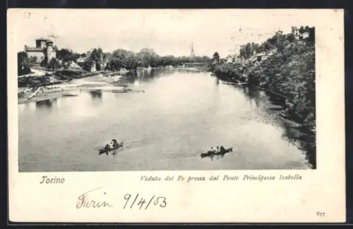 AK Torino, Veduta del Po presa dal Ponte Principessa Isabella