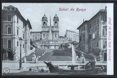AK Roma, Scalinata della Trinità dei Monti e Fontana della Barcaccia